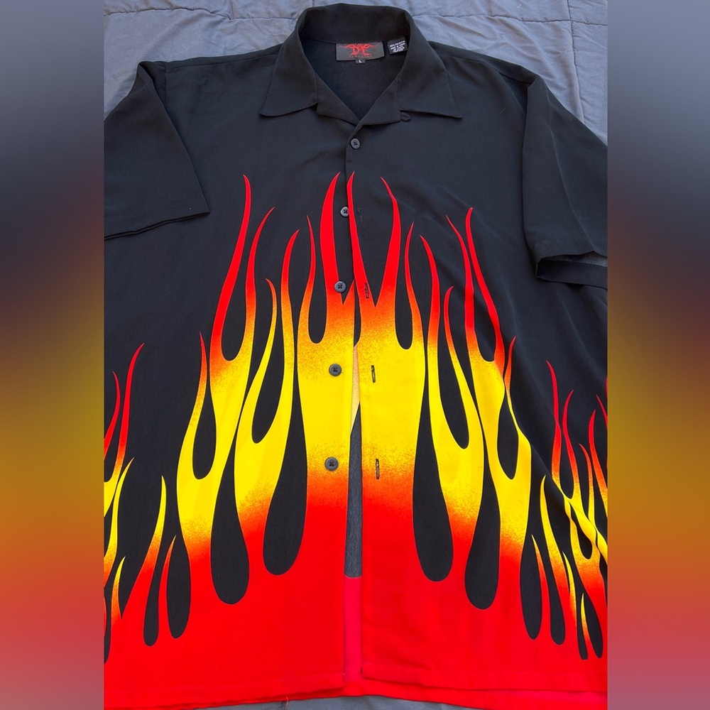 DragonflyxJNCO Flame Button down Vintage 90s/Y2k